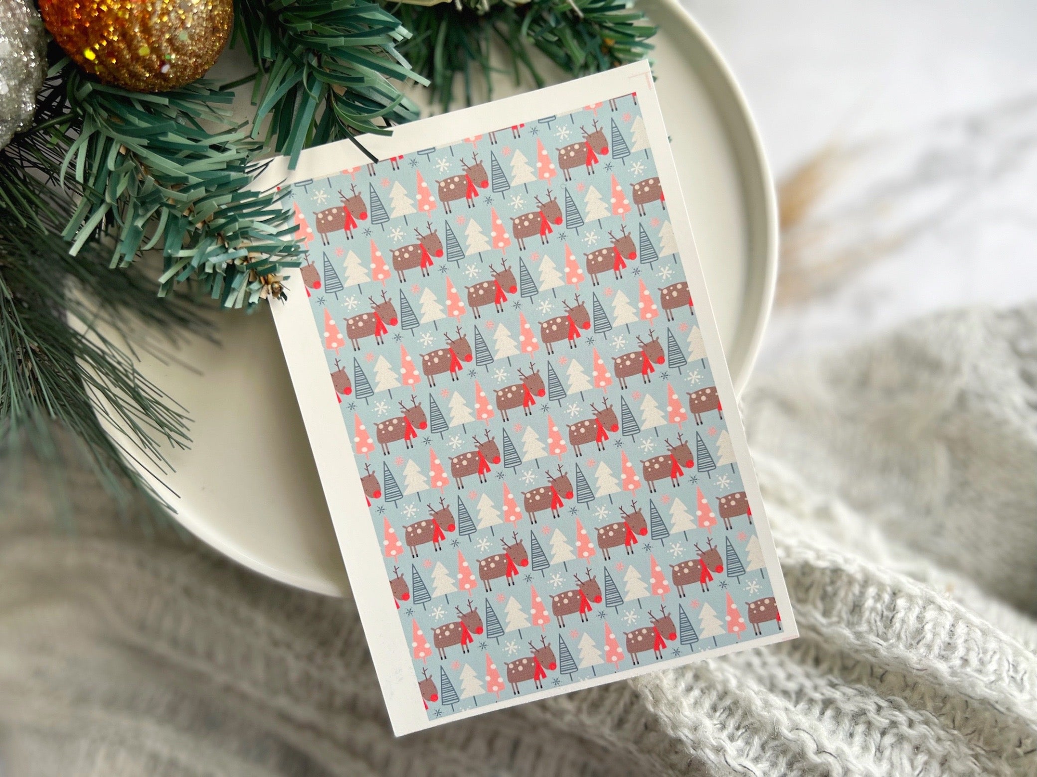 1 Sheet, Approx 13x90cm, Christmas Print Water Decal Image Transfer for Polymer Clay / Ceramics