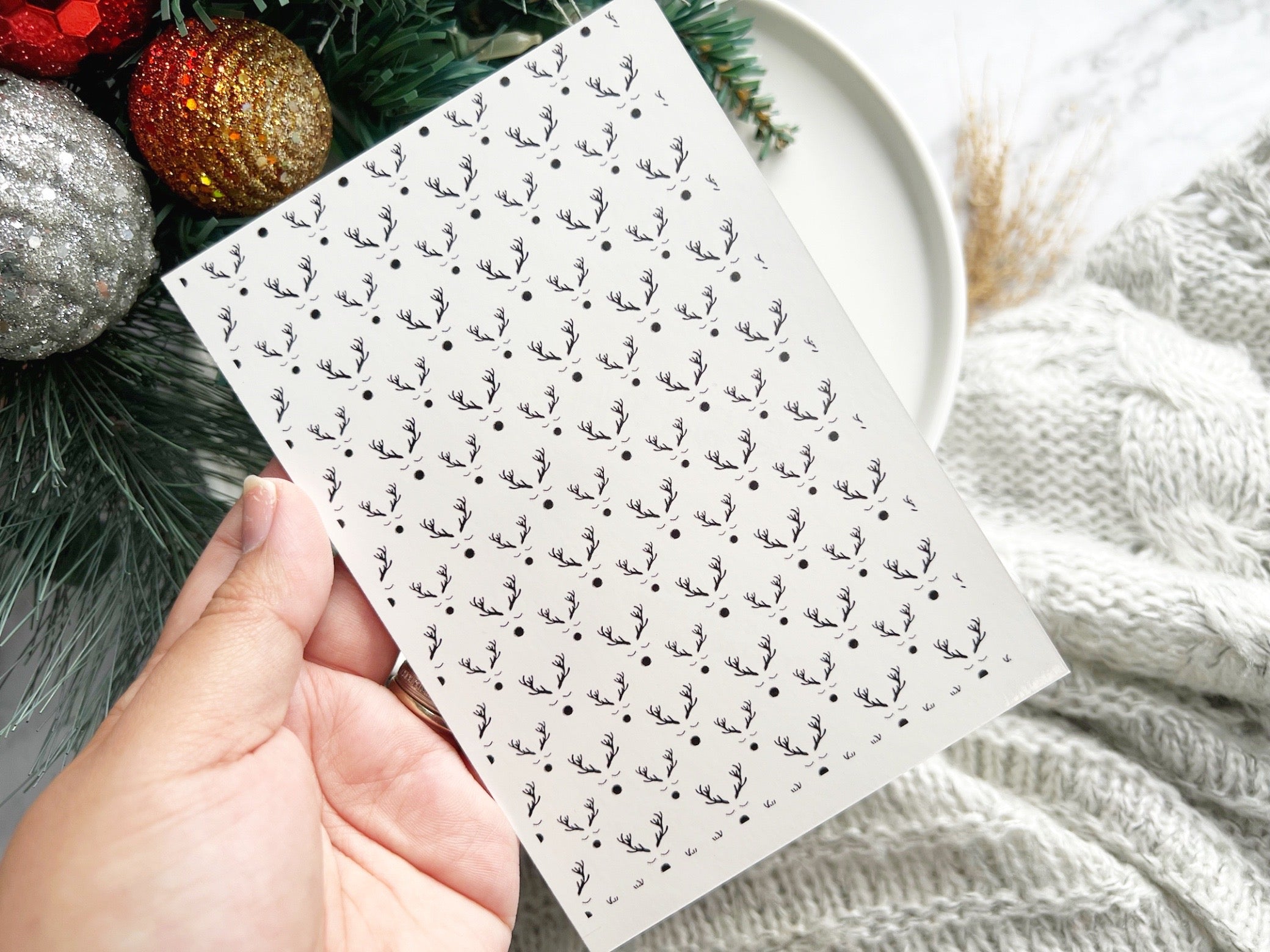 1 Sheet, Approx 13x90cm, Christmas Print Water Decal Image Transfer for Polymer Clay / Ceramics