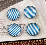 10pcs, 12mm Cabochons, in striped print navy