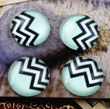 12mm Cabochons, in chevron print mint