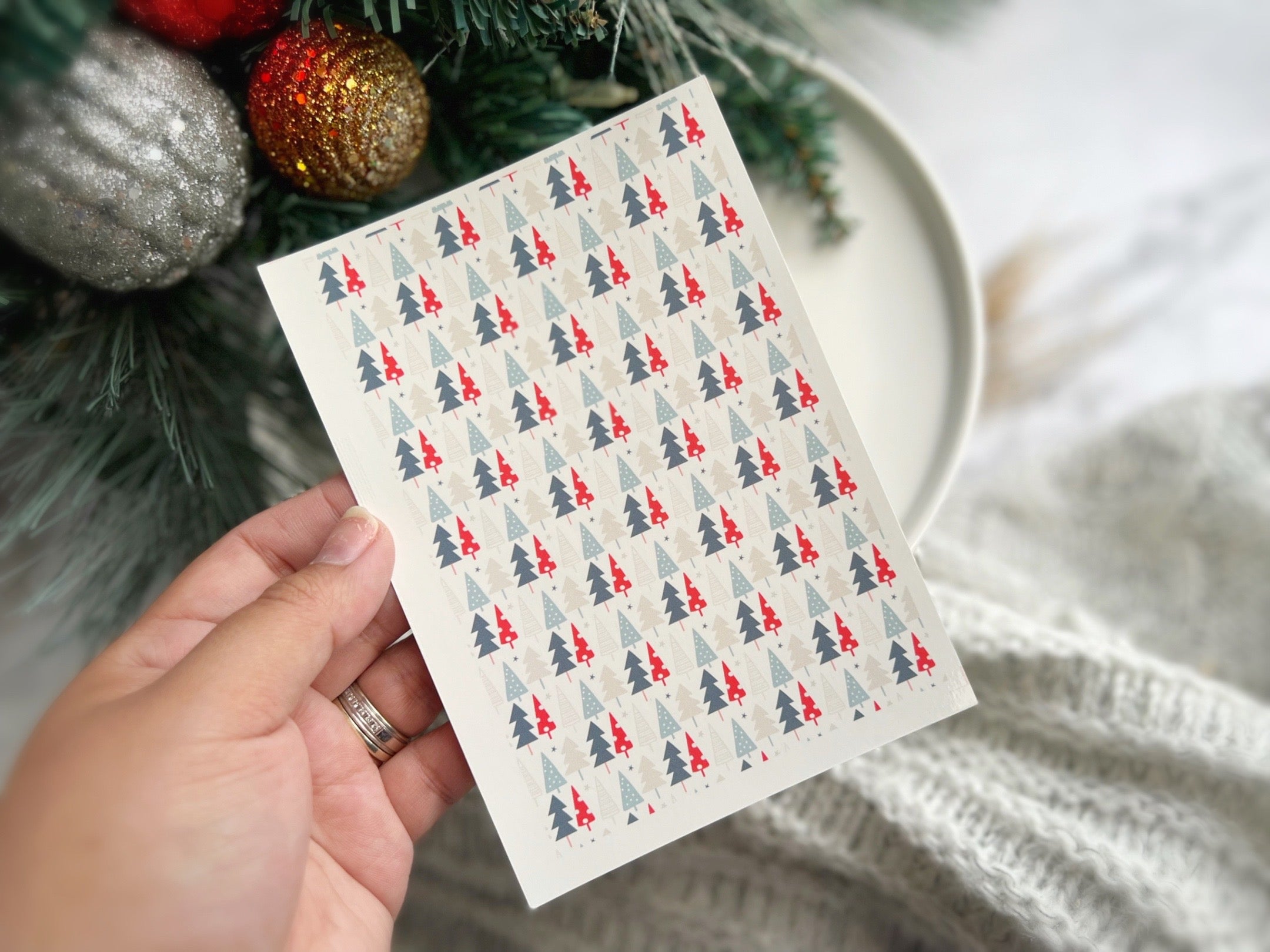 1 Sheet, Approx 13x90cm, Christmas Print Water Decal Image Transfer for Polymer Clay / Ceramics