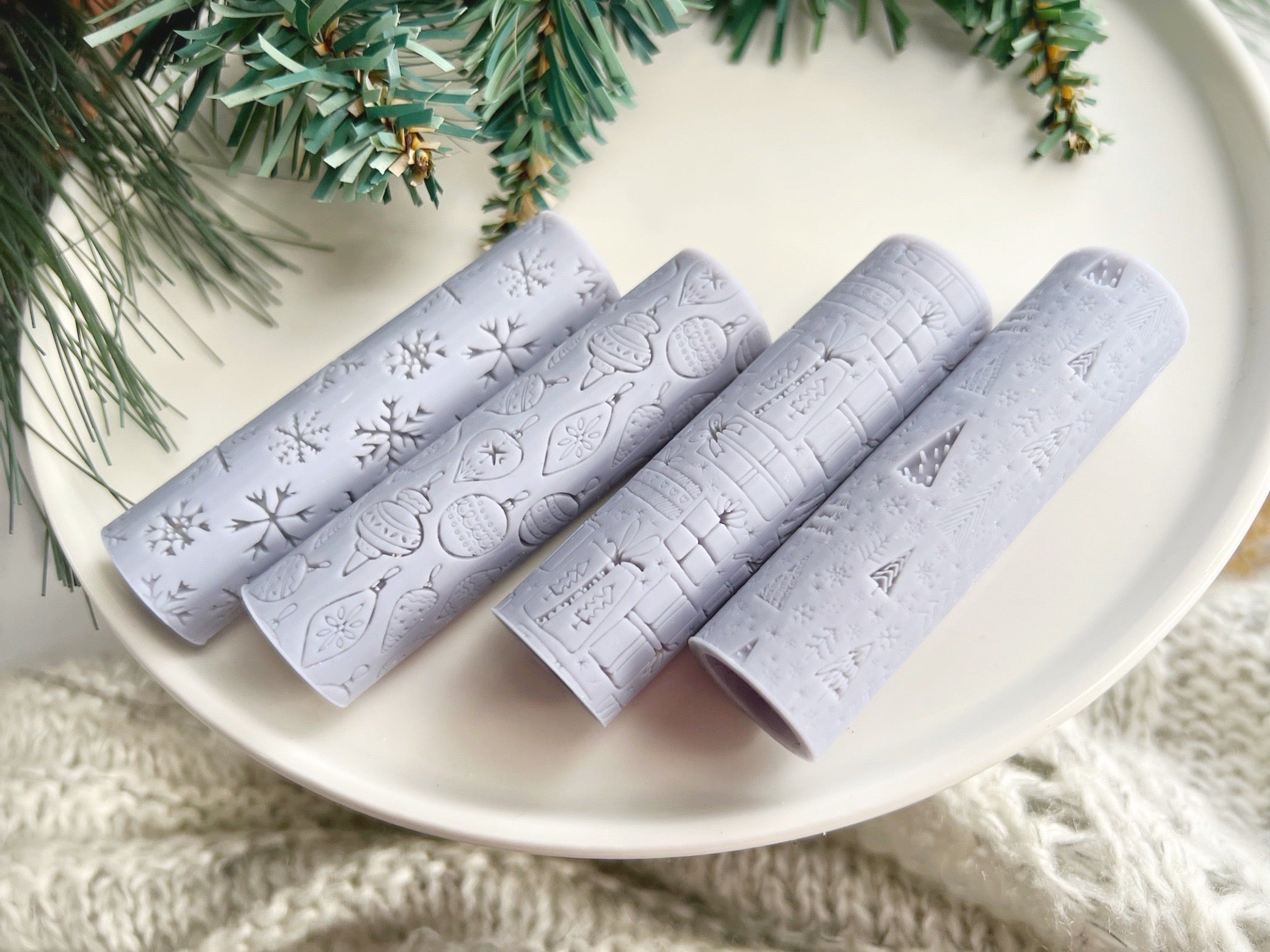 Christmas Print Texture Roller • Polymer Clay Roller