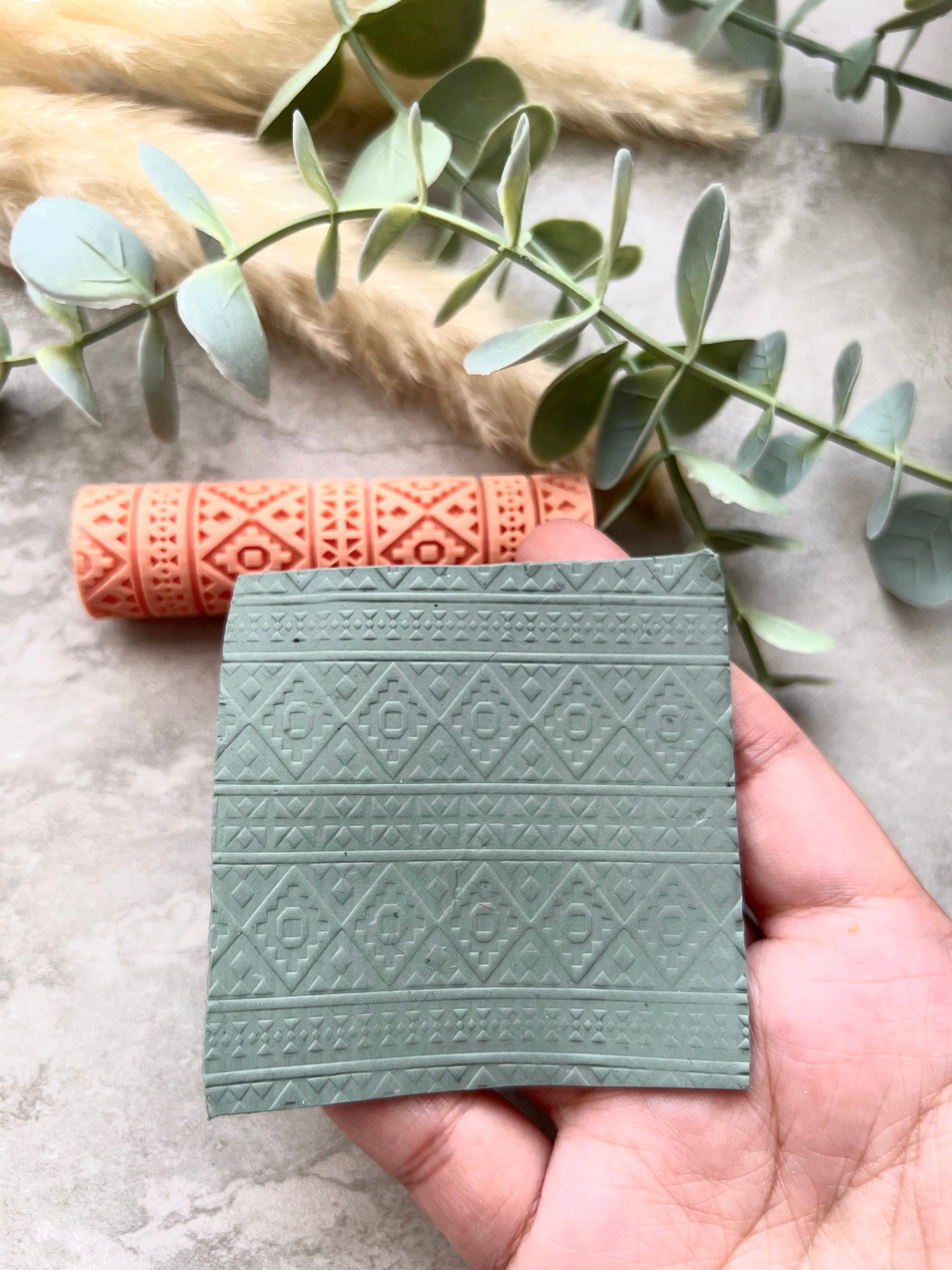Aztec Print Texture Roller |  Polymer Clay Roller | Clay Roller