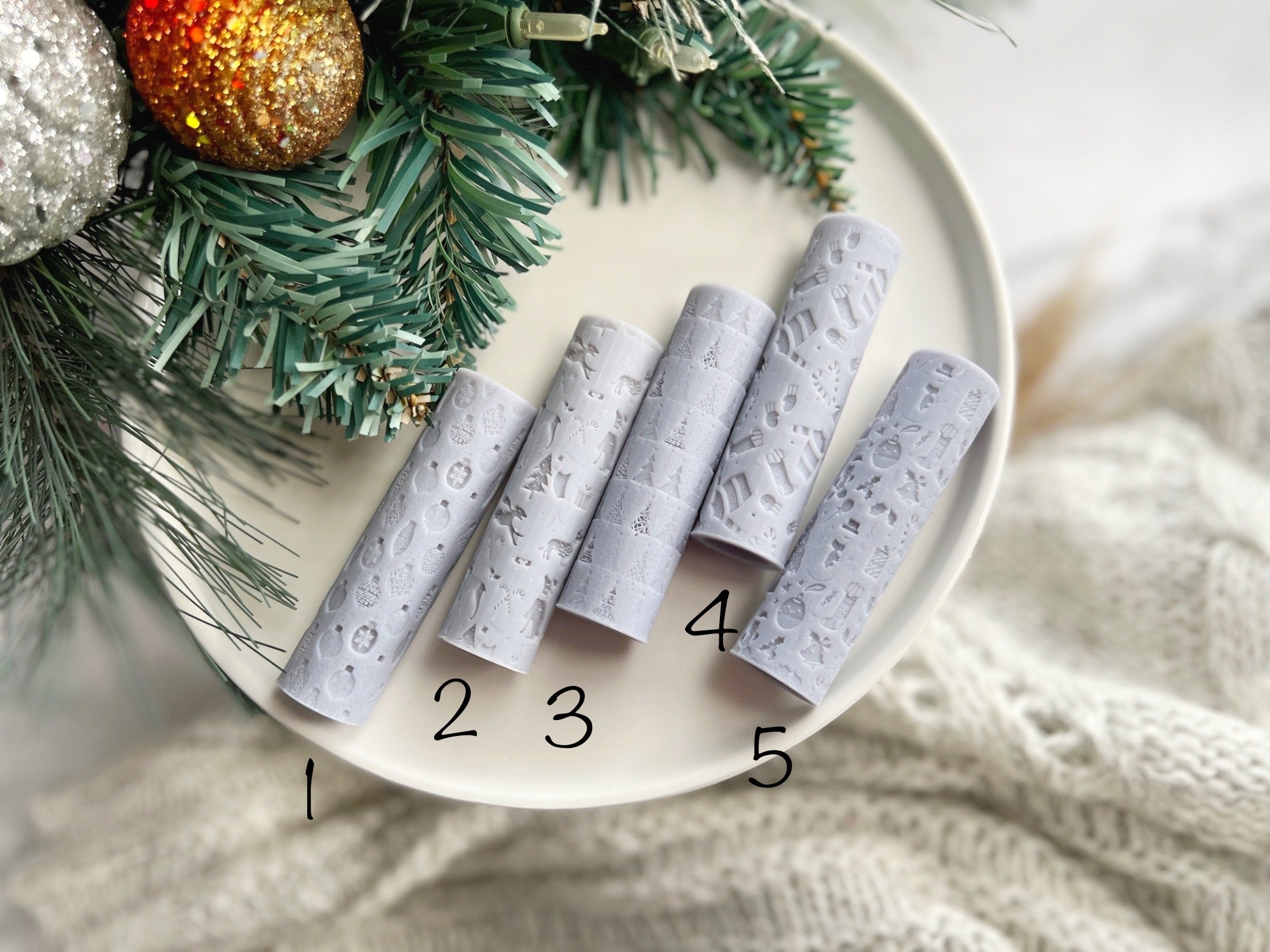 Christmas Print Texture Roller • Polymer Clay Roller