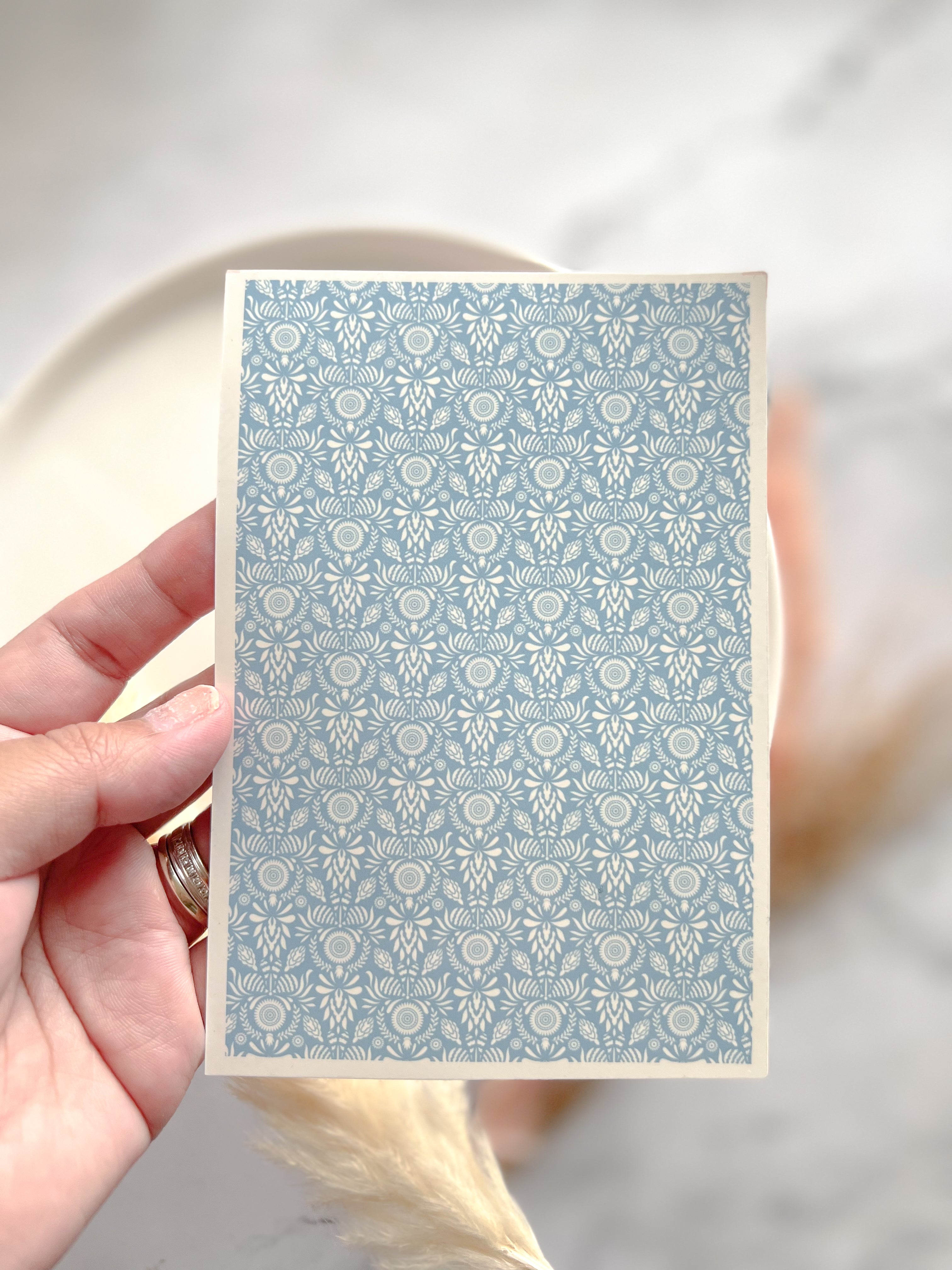 1 Sheet, Approx 13x90cm, Floral Print Water Decal Image Transfer for Polymer Clay / Ceramics