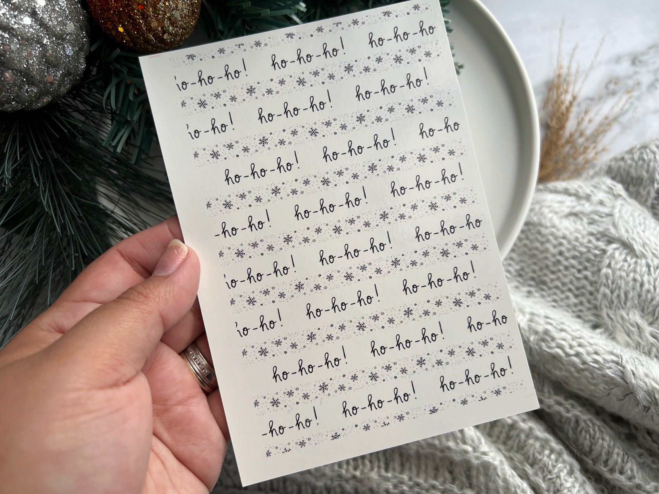 1 Sheet, Approx 13x90cm, Christmas Print Water Decal Image Transfer for Polymer Clay / Ceramics
