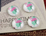10pcs, 12mm Cabochons, in flamingo print