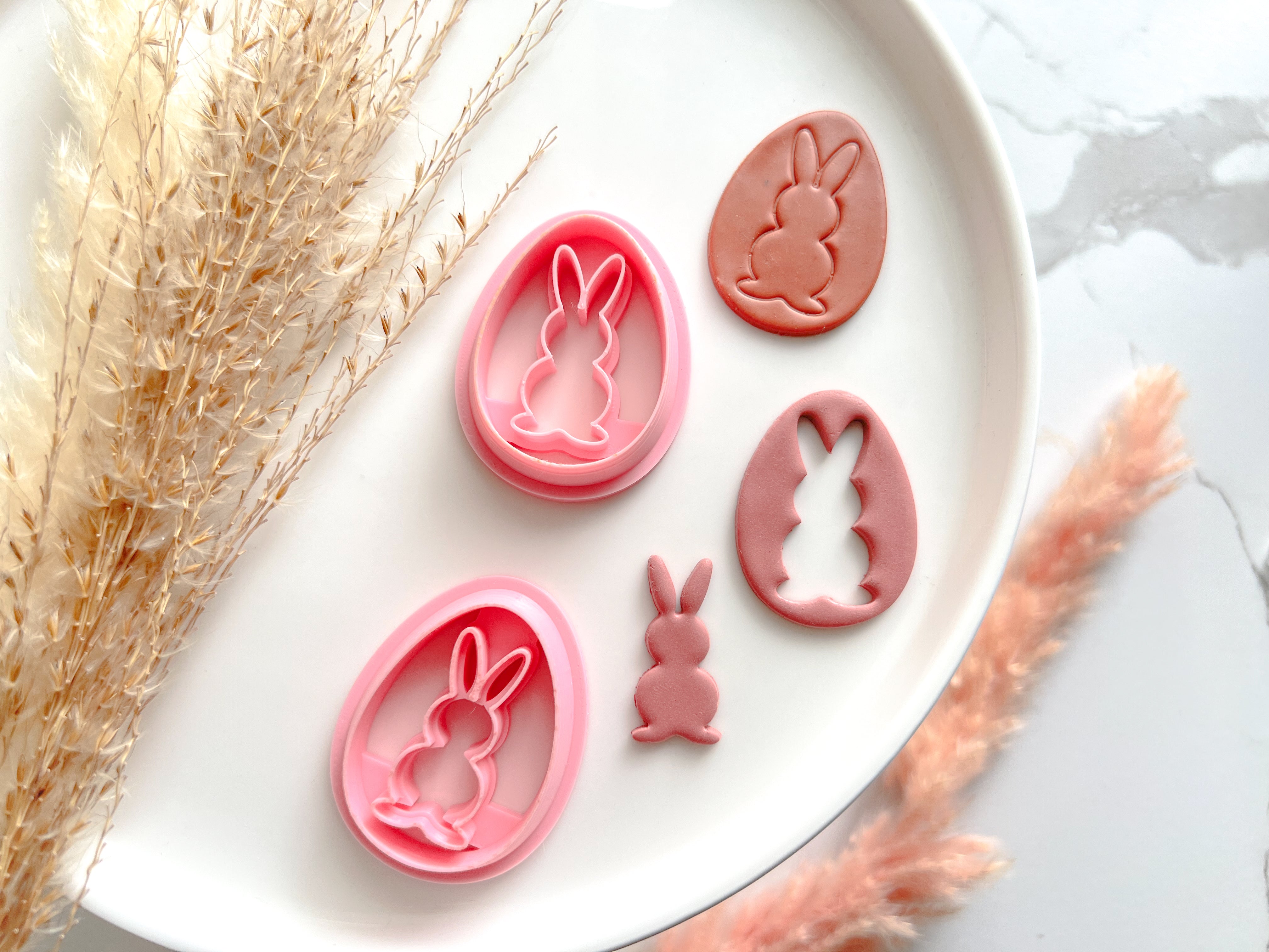 Easter Bunny Silhoutte in Egg Shape Collection Polymer Clay  Cutter • Fondant Cutter • Cookie Cutter