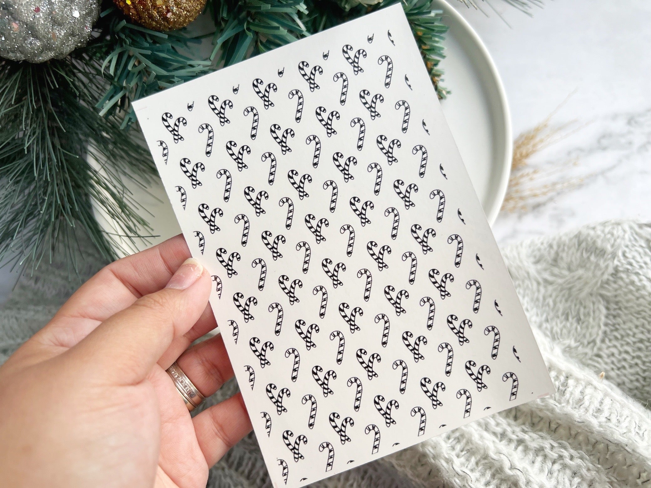 1 Sheet, Approx 13x90cm, Christmas Print Water Decal Image Transfer for Polymer Clay / Ceramics