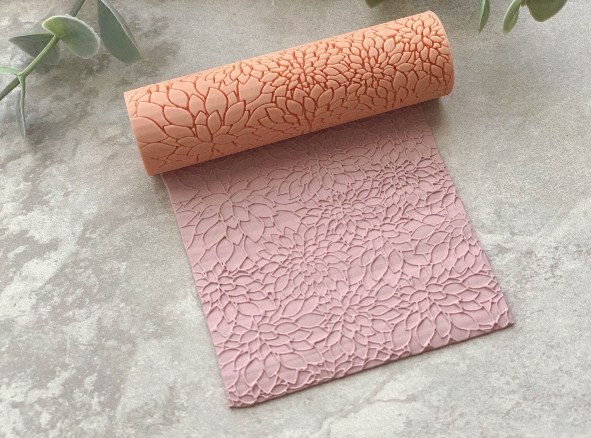 Floral Outline Print Texture Roller |  Polymer Clay Roller | Clay Roller