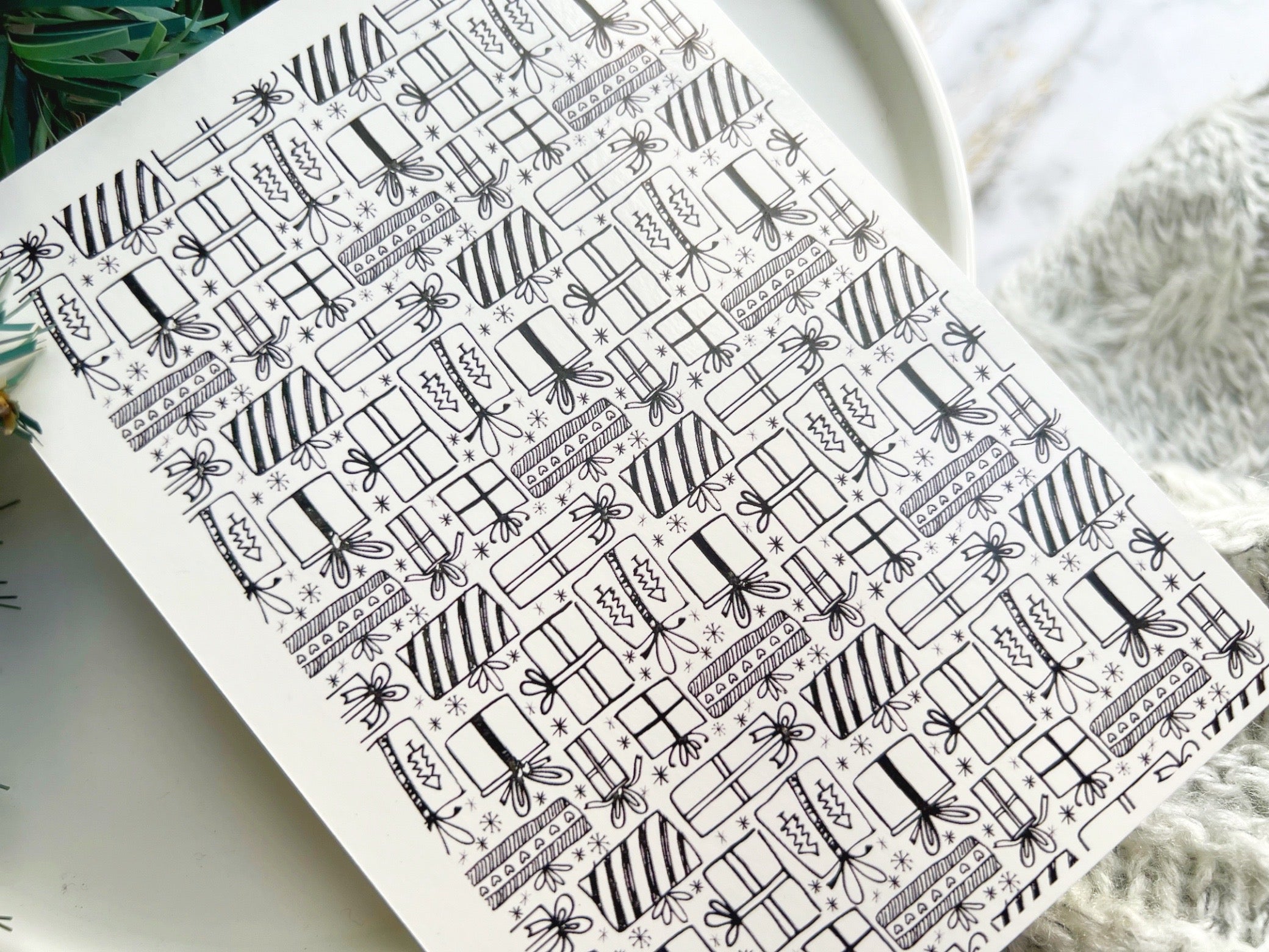 1 Sheet, Approx 13x90cm, Christmas Print Water Decal Image Transfer for Polymer Clay / Ceramics