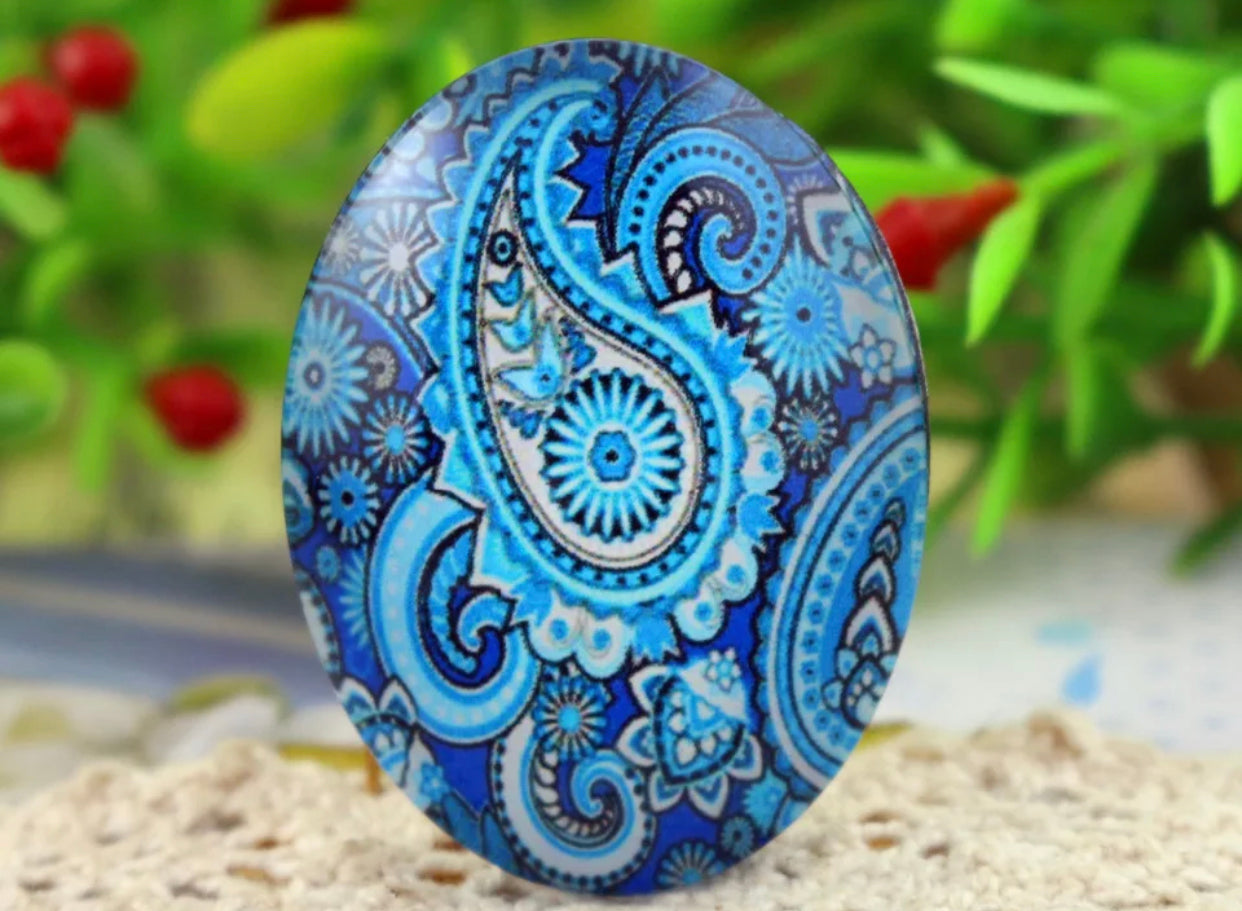 1pc, 30x40mm, Big Handmade Photo Glass Cabochons, Oval