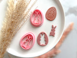 Easter Bunny Silhoutte in Egg Shape Collection Polymer Clay  Cutter • Fondant Cutter • Cookie Cutter
