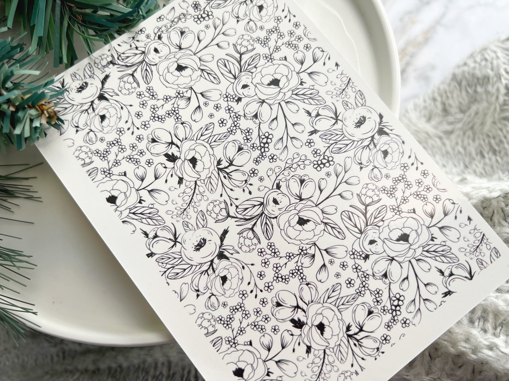 1 Sheet, Approx 13x90cm, Christmas Print Water Decal Image Transfer for Polymer Clay / Ceramics