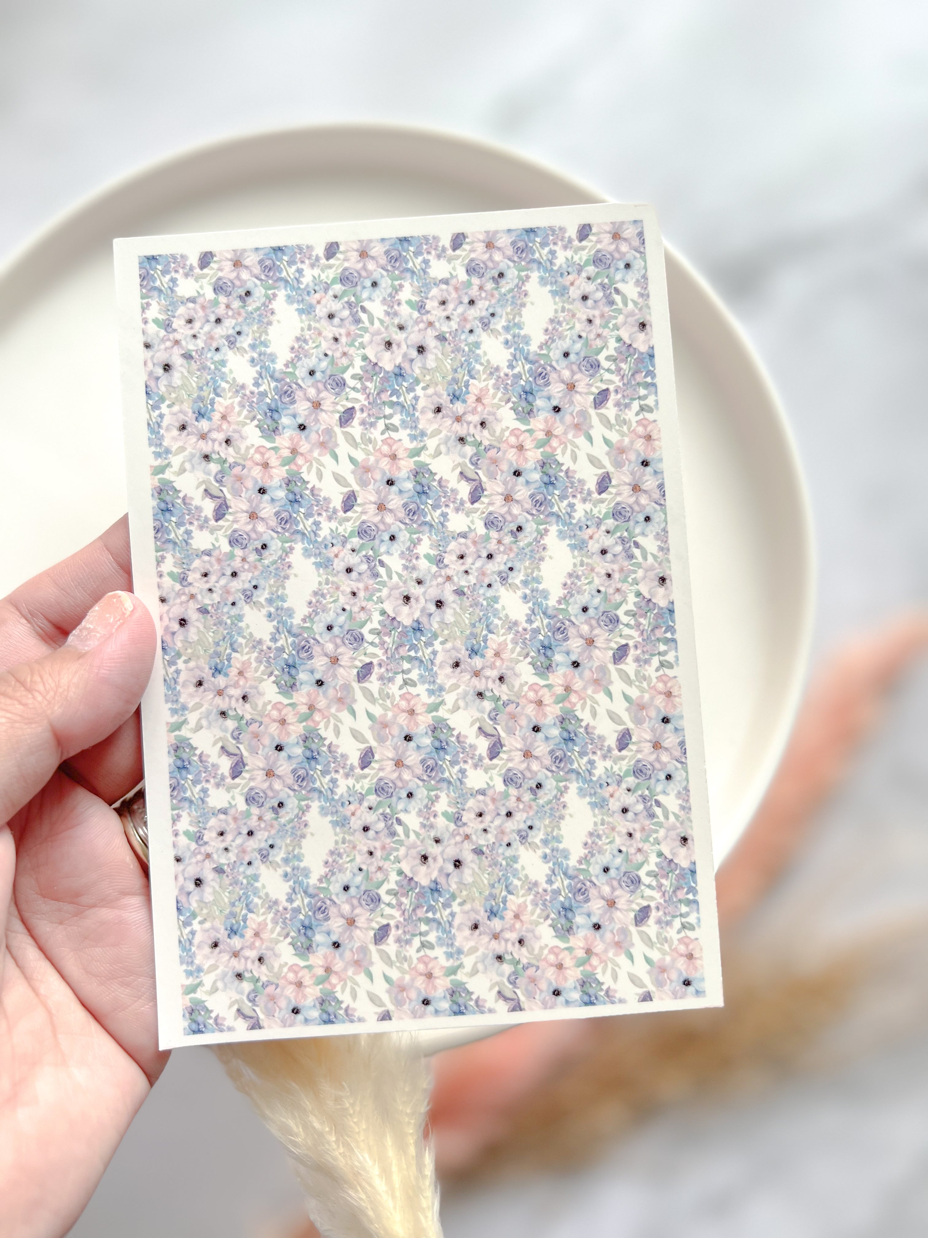 1 Sheet, Approx 13x90cm, Floral Print Water Decal Image Transfer for Polymer Clay / Ceramics