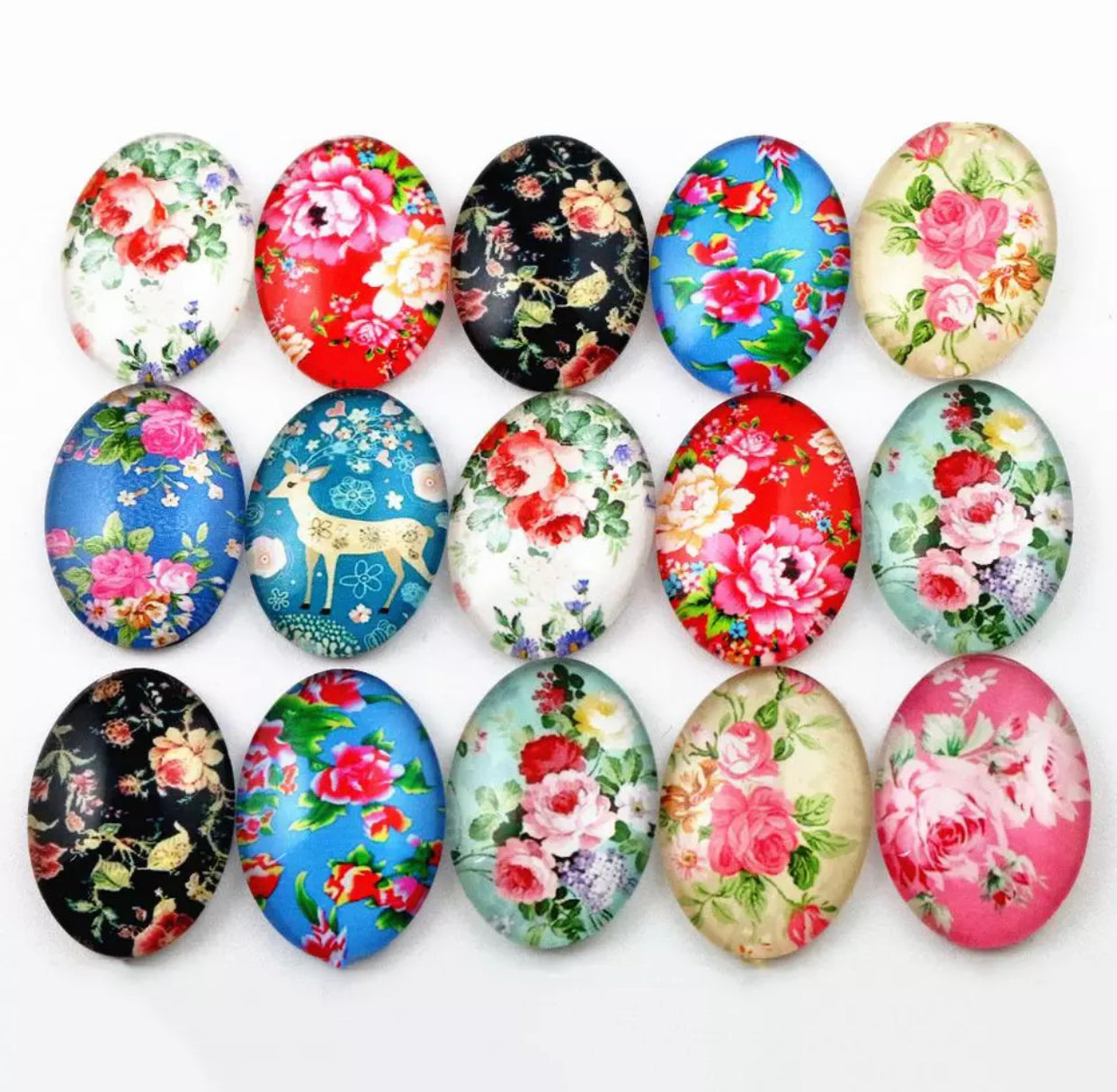 5pcs, 18x25mm, Medium Sized Mixed  Handmade Photo Glass Cabochons, Oval