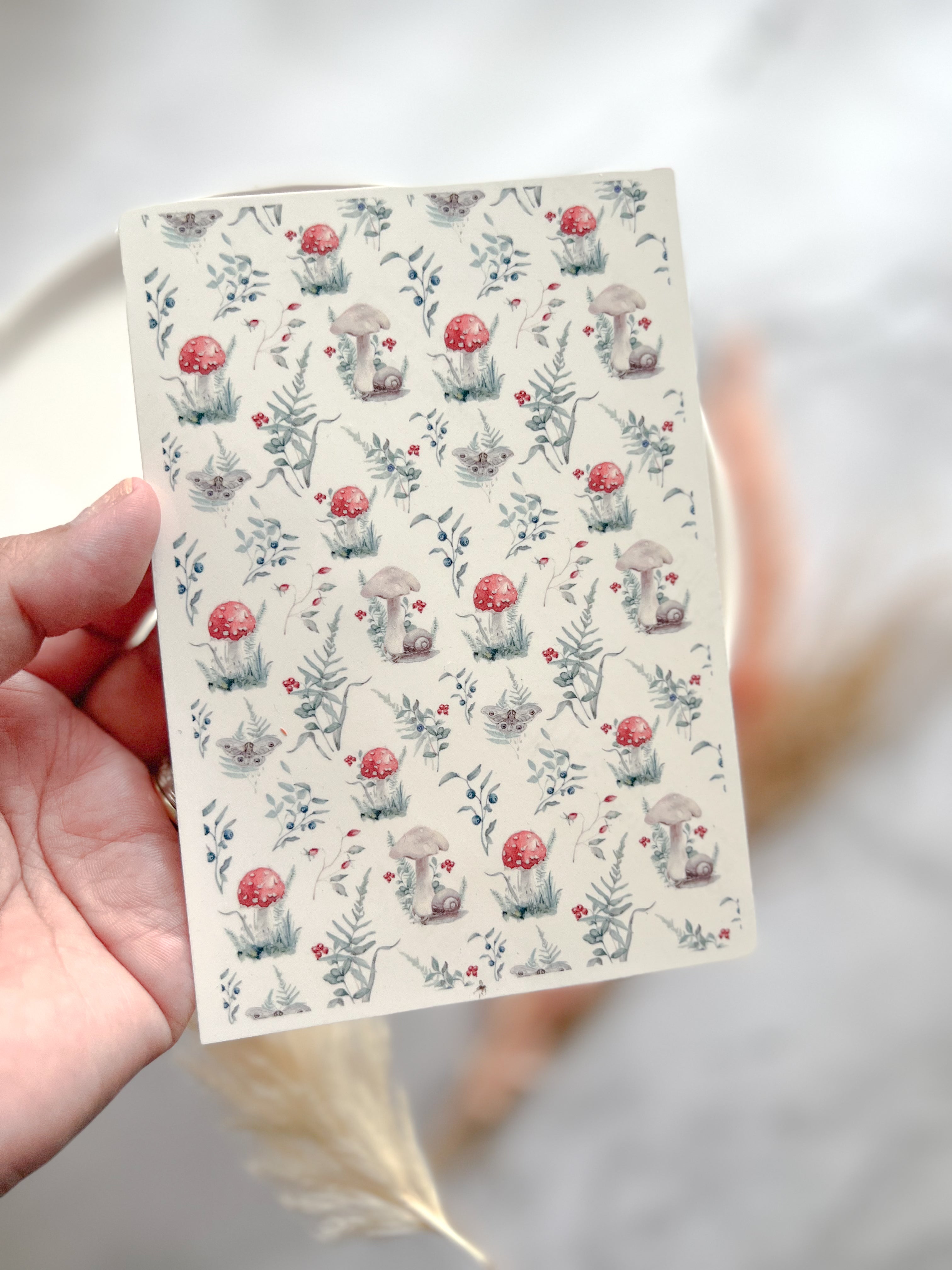 1 Sheet, Approx 13x90cm, Mushroom Print Water Decal Image Transfer for Polymer Clay / Ceramics