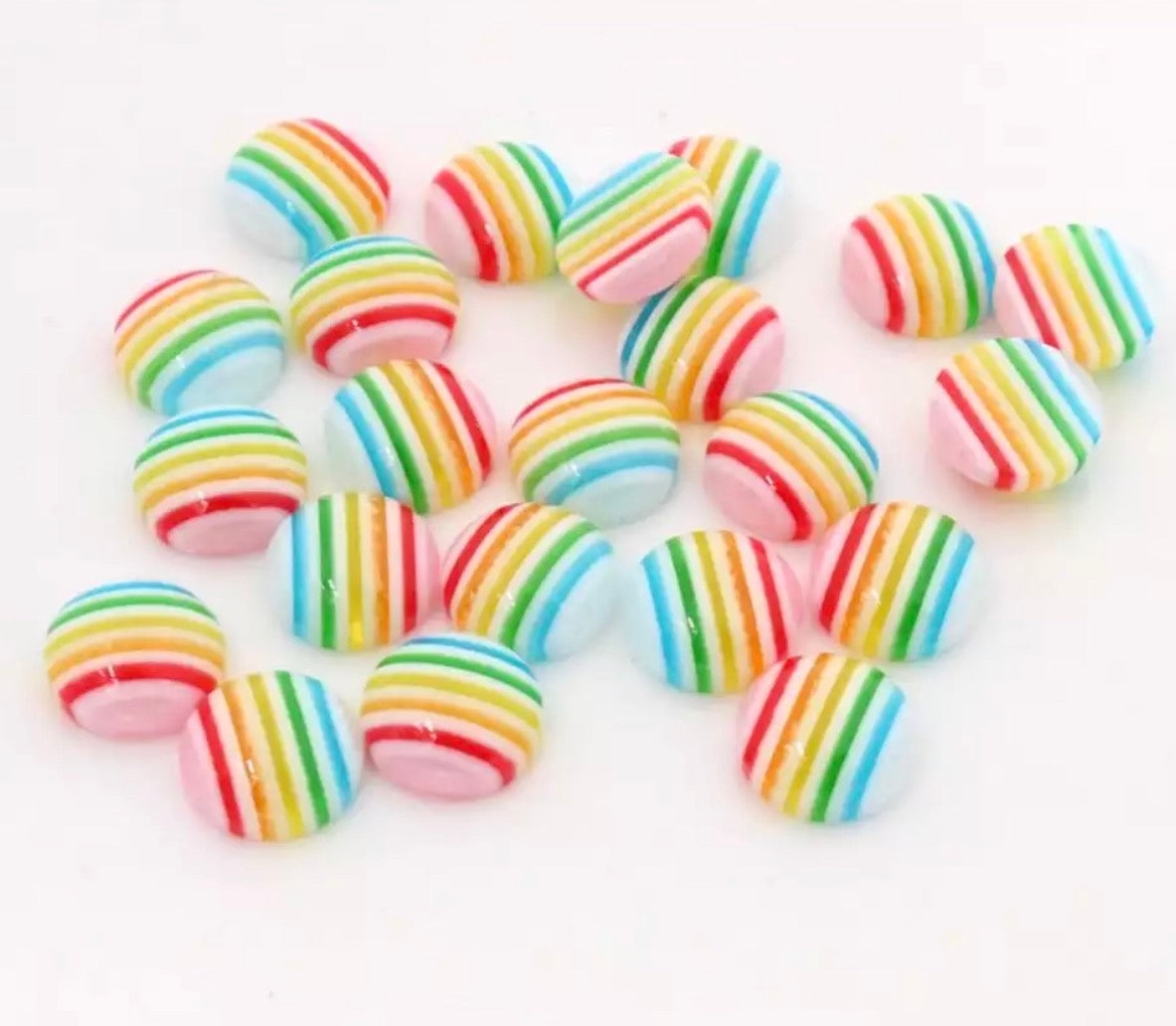 10pcs, 12mm Cabochons, in stripes print