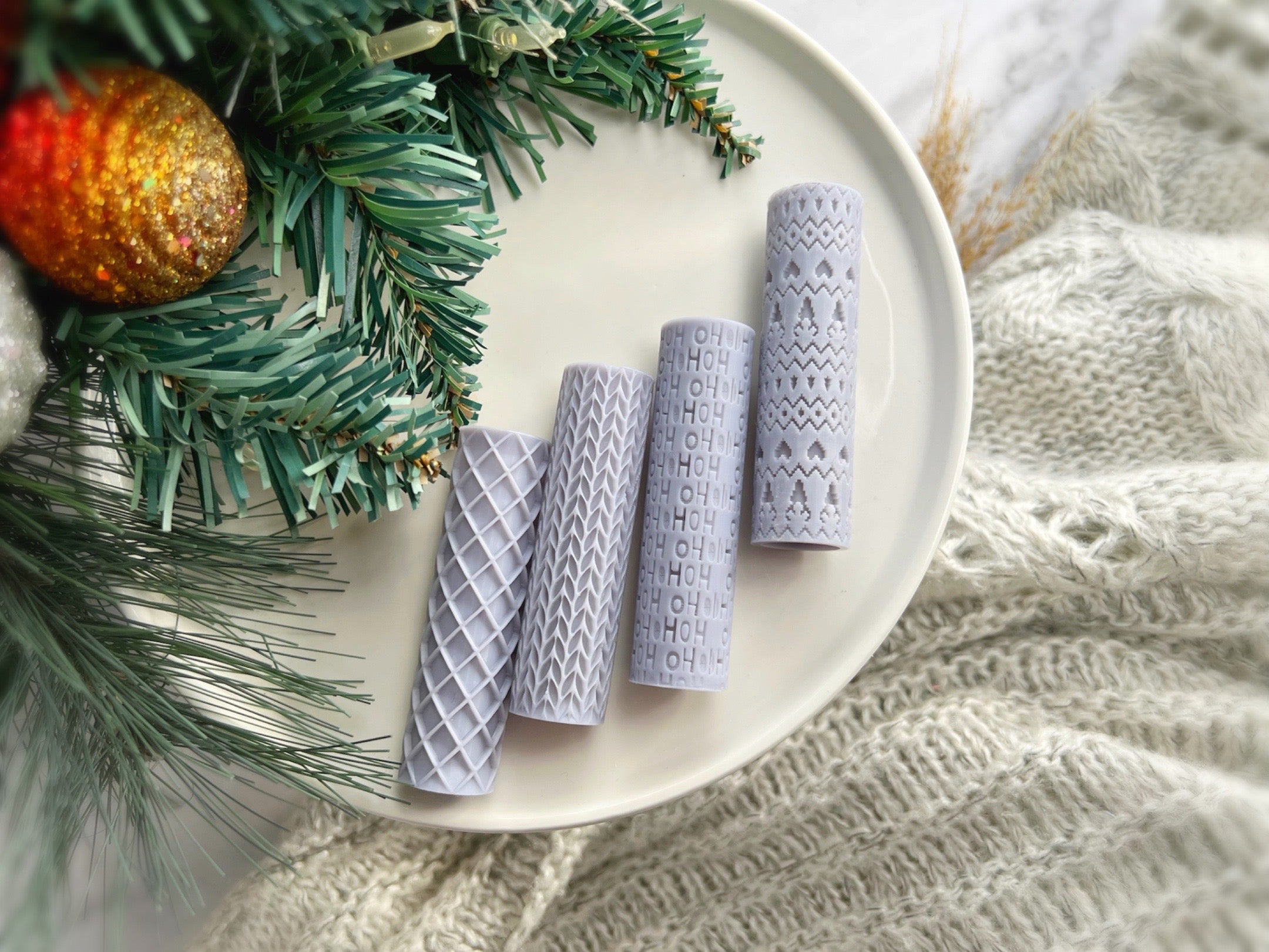 Christmas Print Texture Roller • Polymer Clay Roller