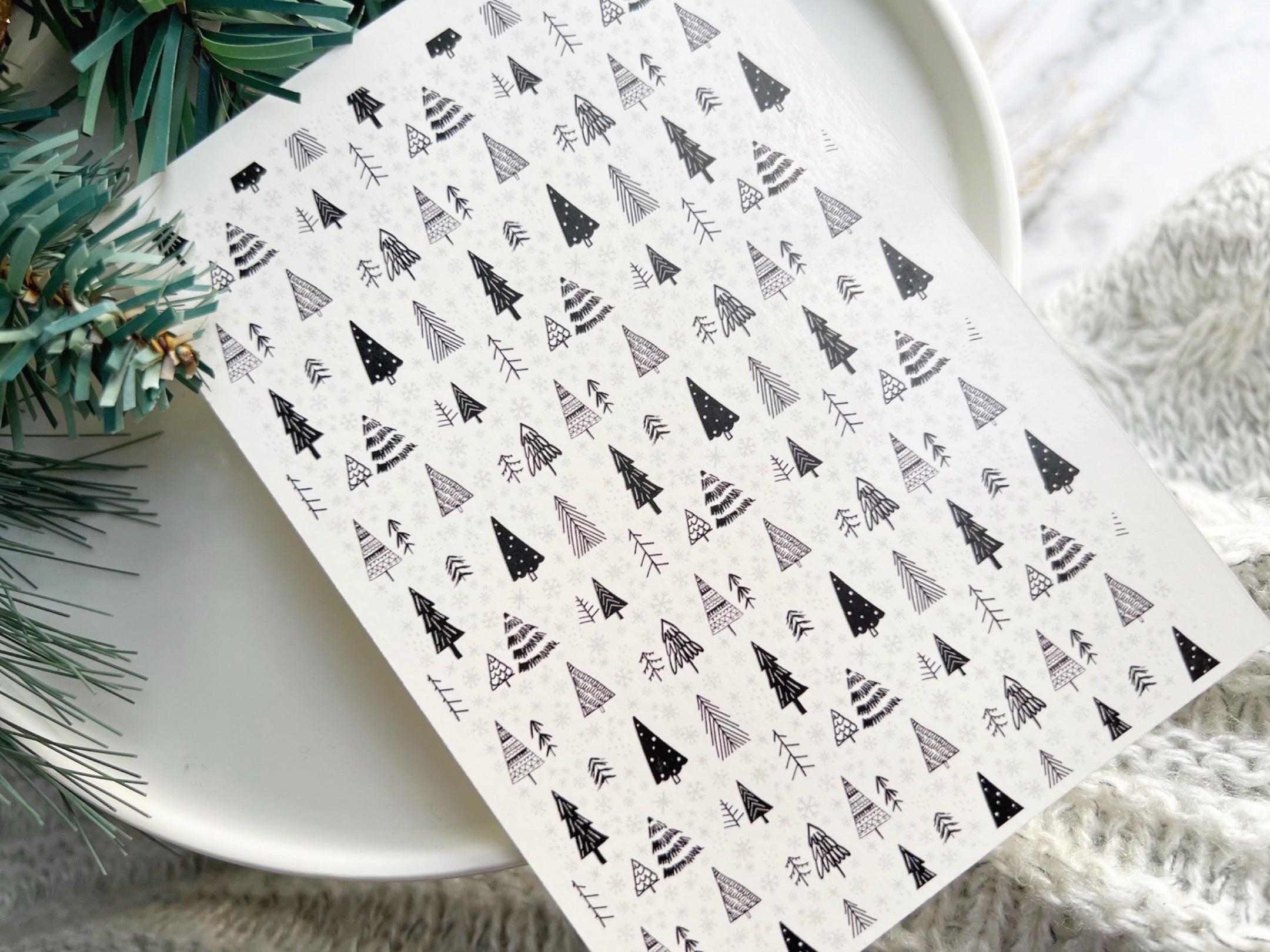 1 Sheet, Approx 13x90cm, Christmas Print Water Decal Image Transfer for Polymer Clay / Ceramics