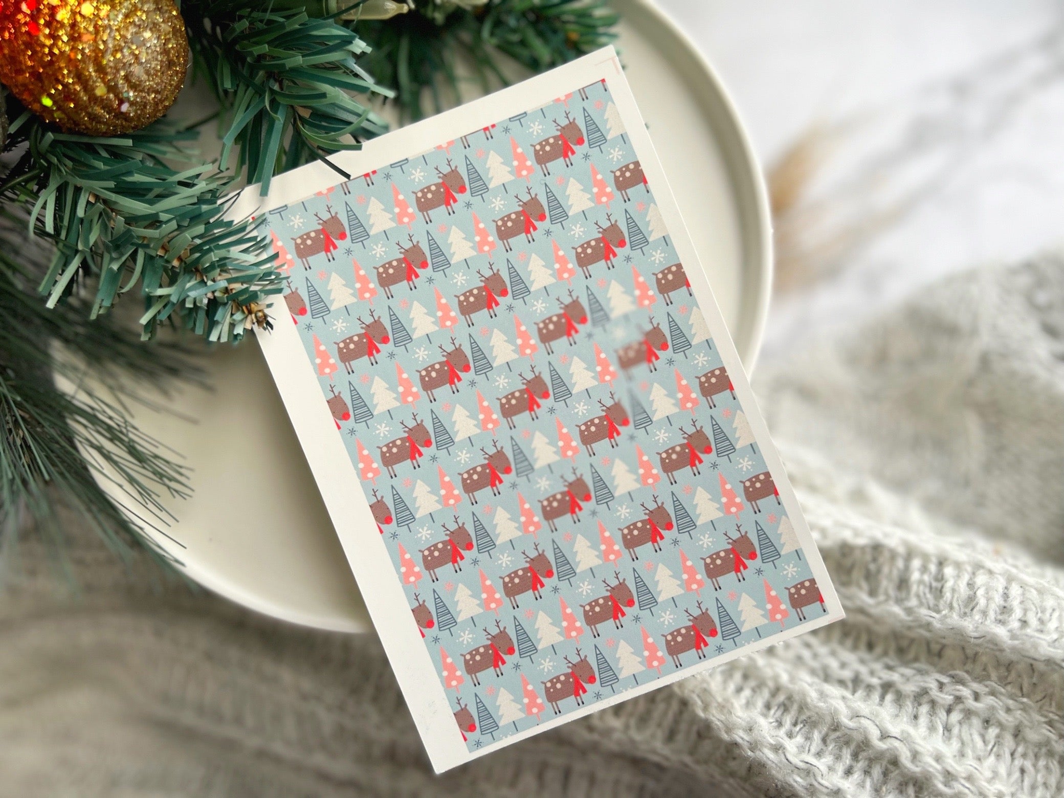 1 Sheet, Approx 13x90cm, Christmas Print Water Decal Image Transfer for Polymer Clay / Ceramics