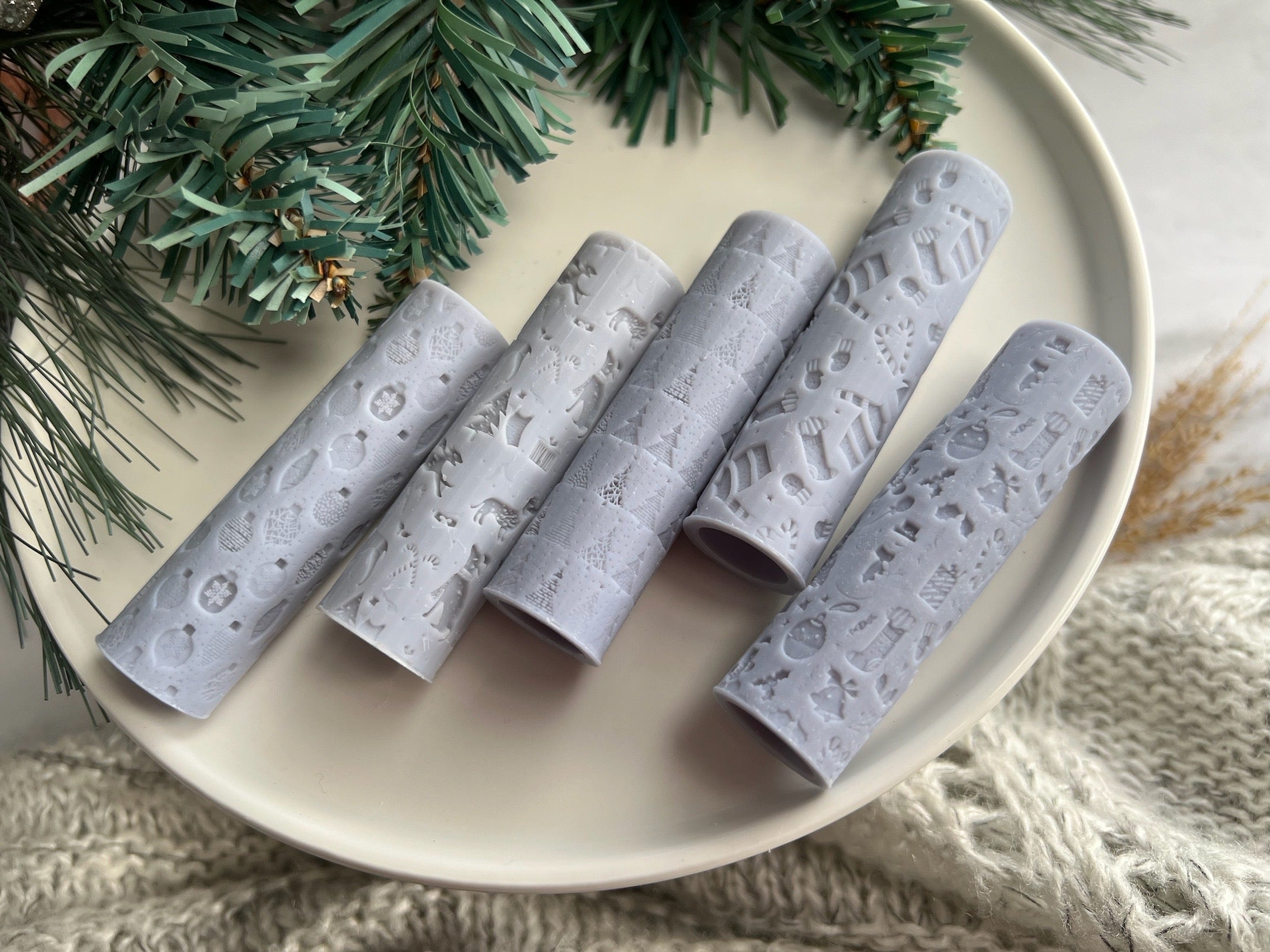 Christmas Print Texture Roller • Polymer Clay Roller