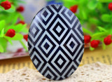 1pc, 30x40mm, Big Handmade Geometric Photo Glass Cabochons, Oval