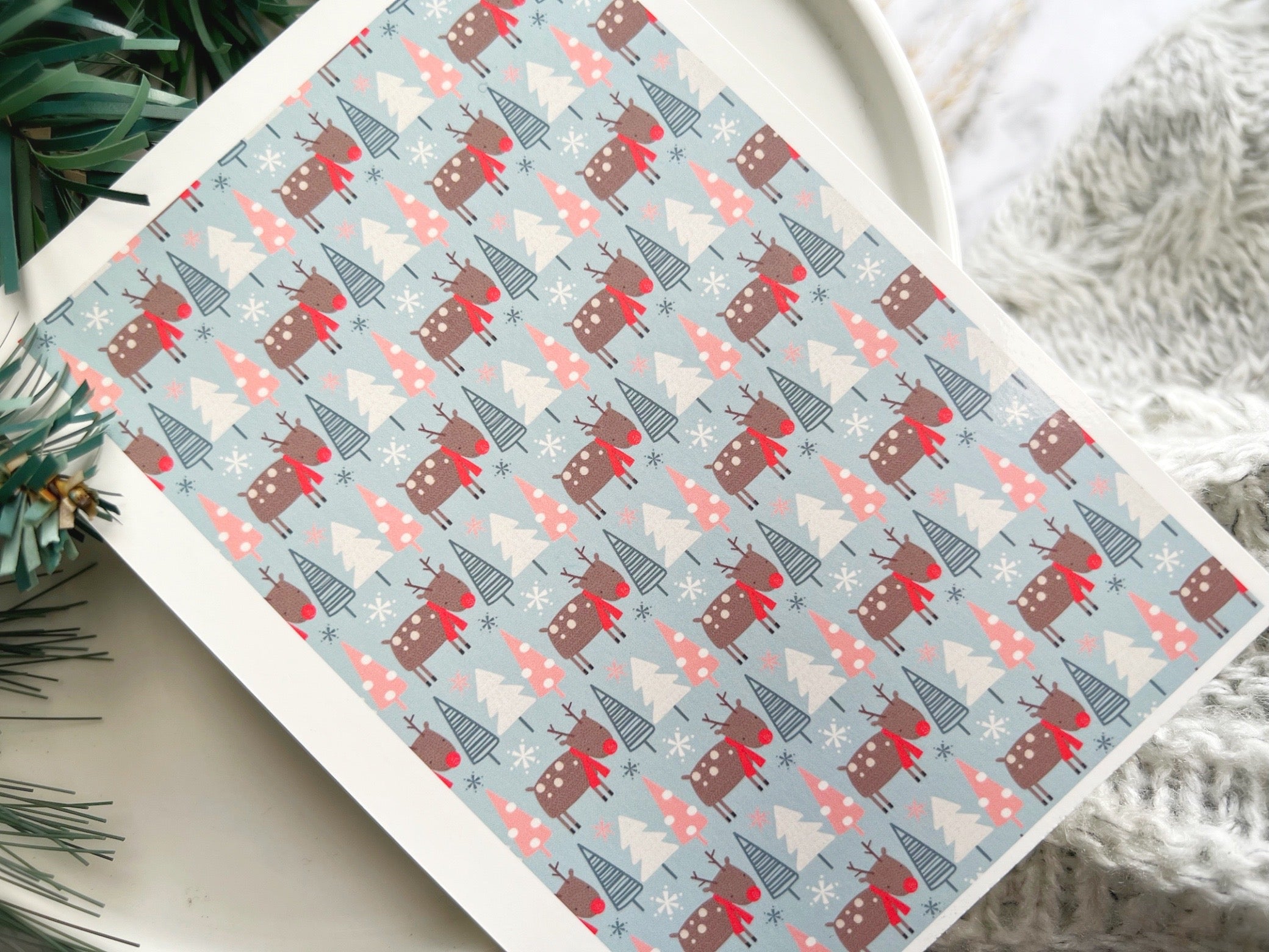 1 Sheet, Approx 13x90cm, Christmas Print Water Decal Image Transfer for Polymer Clay / Ceramics