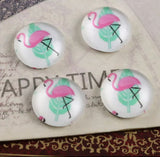 10pcs, 12mm Cabochons, in flamingo print