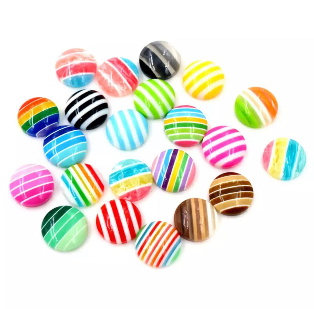 10pcs, 12mm Cabochons, in stripes print