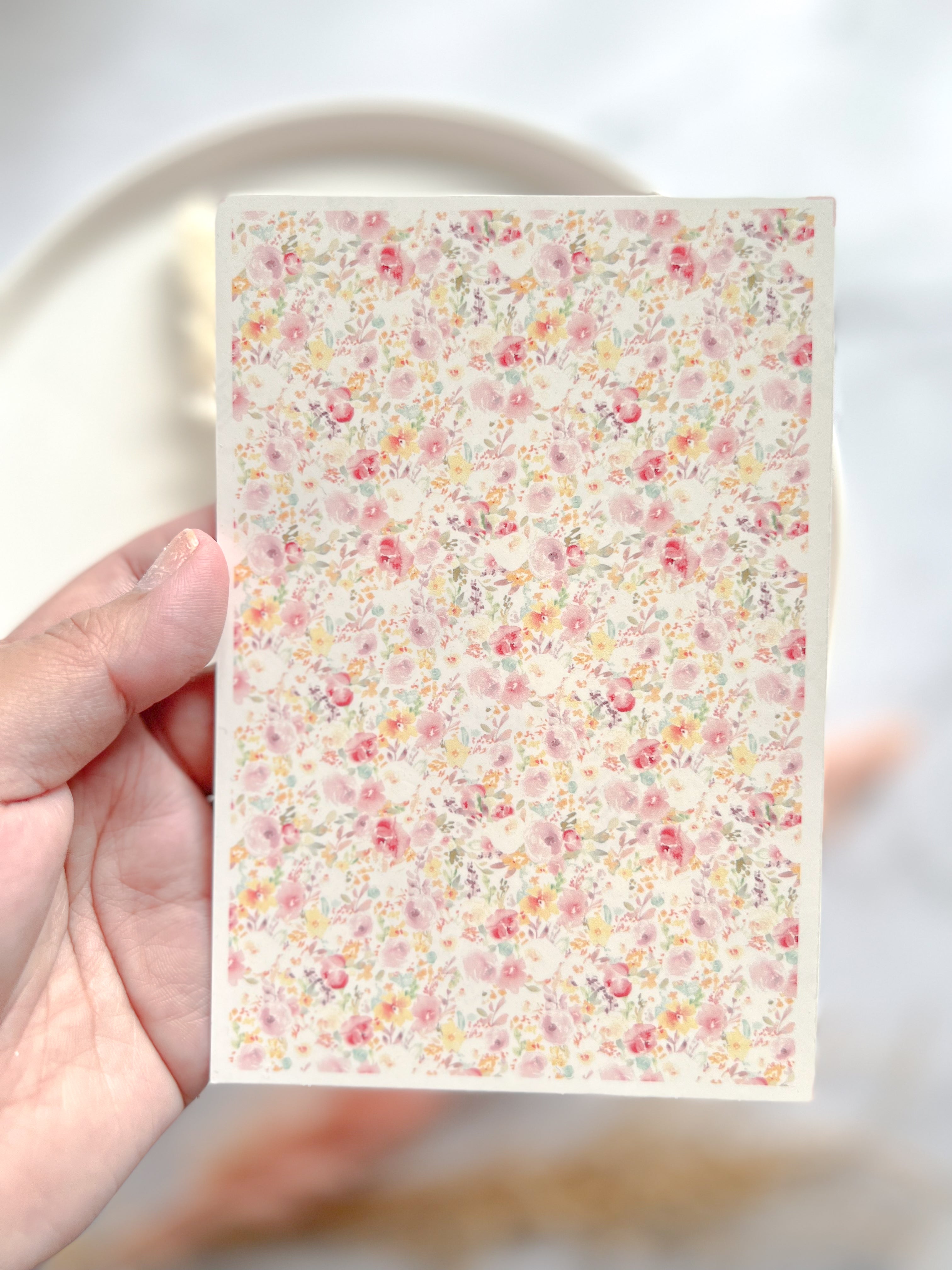 1 Sheet, Approx 13x90cm, Floral Print Water Decal Image Transfer for Polymer Clay / Ceramics