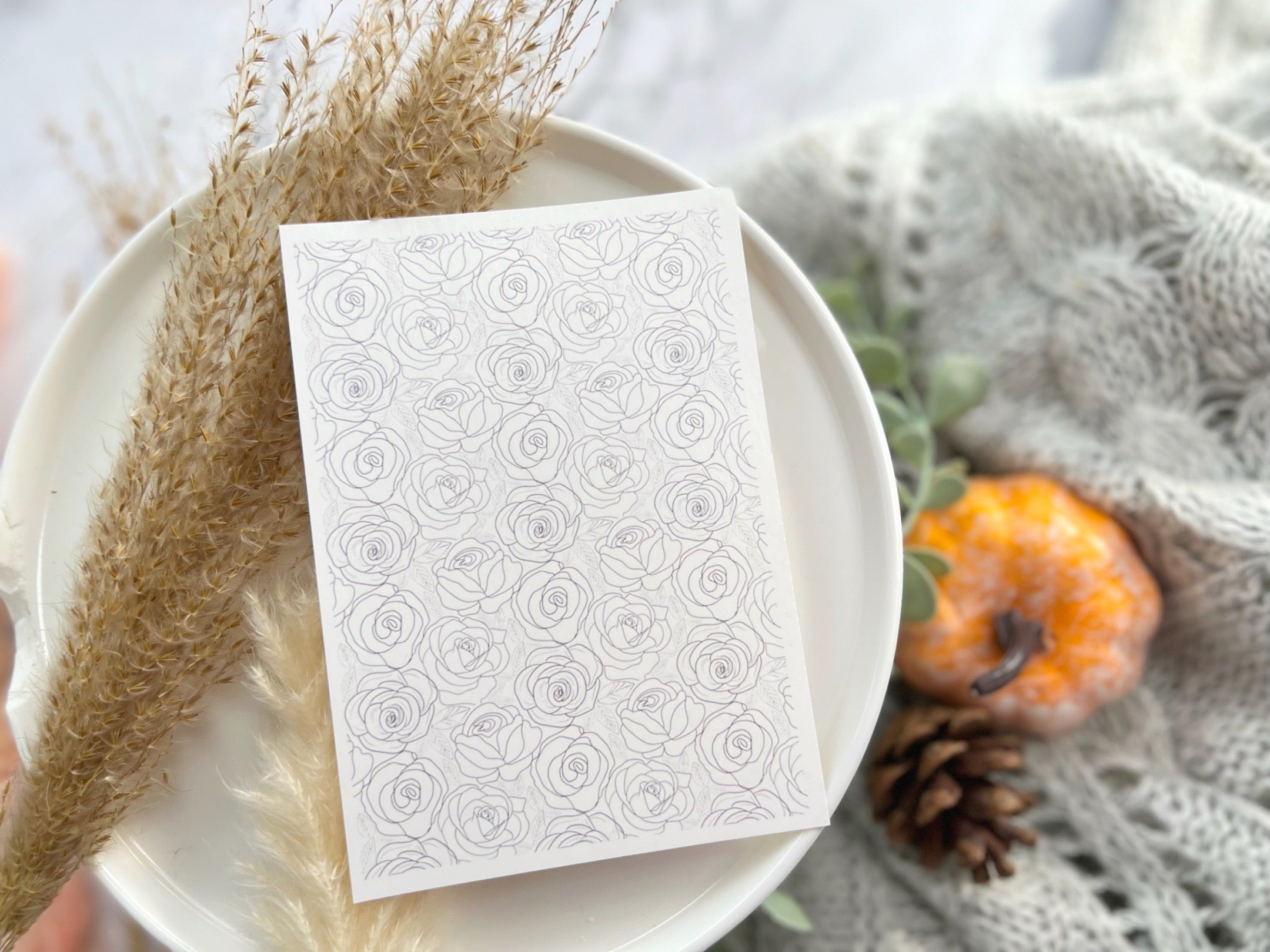 1 Sheet, Approx 13x90cm, Rose Print Water Decal Image Transfer for Polymer Clay / Ceramics