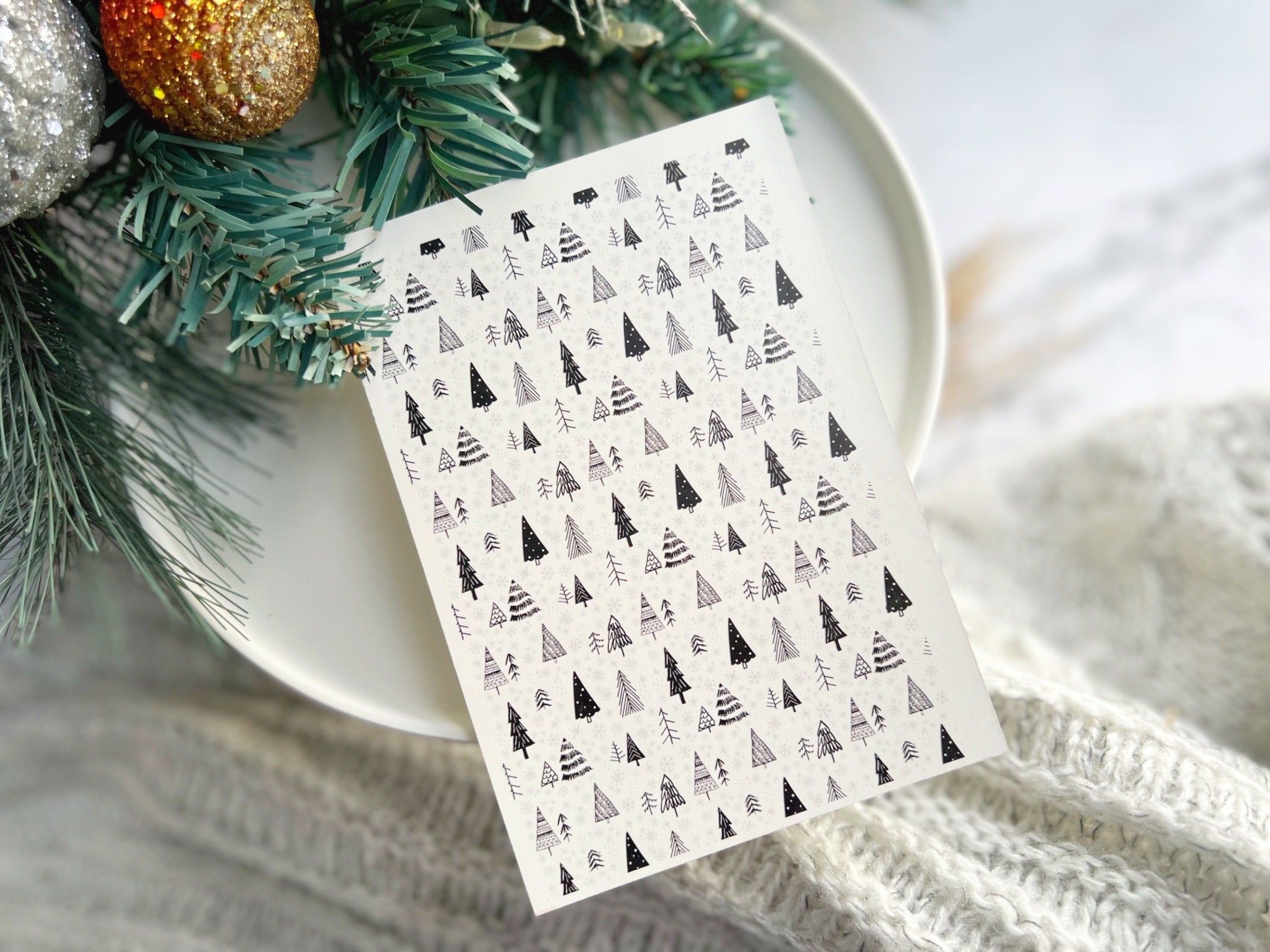 1 Sheet, Approx 13x90cm, Christmas Print Water Decal Image Transfer for Polymer Clay / Ceramics