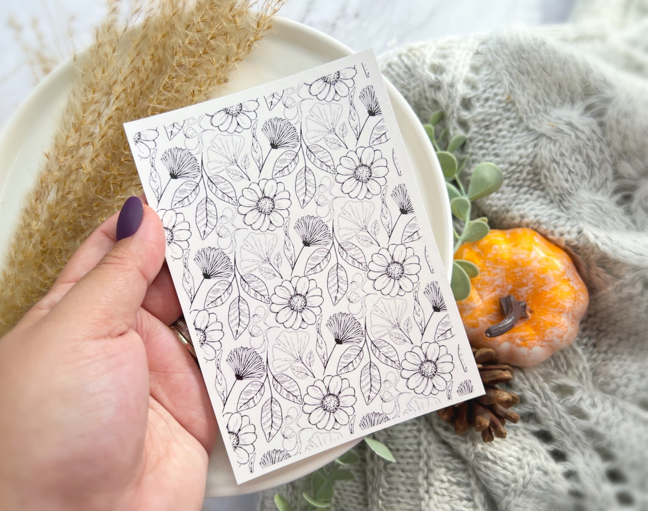 1 Sheet, Approx 13x90cm, Daisy Print Water Decal Image Transfer for Polymer Clay / Ceramics