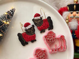 Christmas Pug Dog Clay Cutter Set, PLA Polymer Clay Earring Findings (1 Pair)