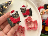 Christmas Pug Dog Clay Cutter Set, PLA Polymer Clay Earring Findings (1 Pair)