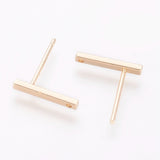 1 pair(2pcs), 18K Gold Plated Brass Stud Earring Findings with Hole