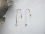 1 pair (2pcs) , Brass Earring Hooks, with Horizontal Loop, Cadmium Free, Nickel Free, Lead Free, Real 18K Gold Plated