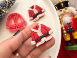 3D Printed PLA Santa Suit Clay Cutter, Christmas Polymer Clay Earring Charm Maker