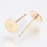 10pcs (5pairs), 6mm 304 Stainless Steel Stud Earring Findings, Real 24K Gold Plated
