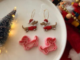 Christmas Dachshund Polymer Clay Cutter Set, Festive Dog Earring Making Tool (1 Pair)