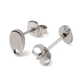 4pcs, 304 Stainless Steel Plain Stud Earring Findings with ear back in Stainless Steel Colour