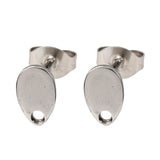 4pcs, 304 Stainless Steel Plain Stud Earring Findings with ear back in Stainless Steel Colour
