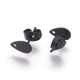 304 Stainless Steel Textured Stud Earring Findings with ear back in Black