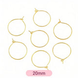 20pcs,  20mm,  Gold Plated Brass Earring Hoops