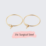 316 Stainless Steel Hoop / Surgical Grade Hoops Earrings Findings, Wine Glass Charms Findings in Gold