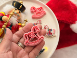 Christmas Rocking Horse Clay Cutters, PLA Polymer Clay, Cookie & Fondant (1 Pair)
