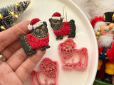 Christmas Pug Dog Clay Cutter Set, PLA Polymer Clay Earring Findings (1 Pair)