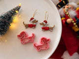 Christmas Dachshund Polymer Clay Cutter Set, Festive Dog Earring Making Tool (1 Pair)