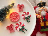 Christmas Peppermint Wreath Clay Cutter, Polymer Clay Earring Maker (Optional Bow Set)